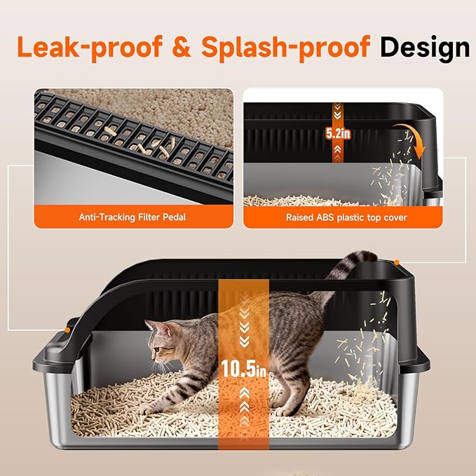 Stainless Steel Litter Box, XL Metal Litter Box - Image 5
