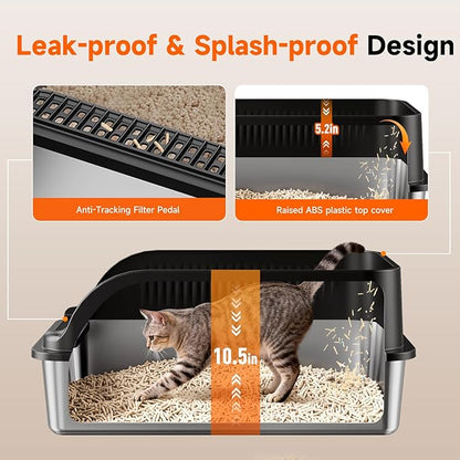 Stainless Steel Litter Box, XL Metal Litter Box - Image 5