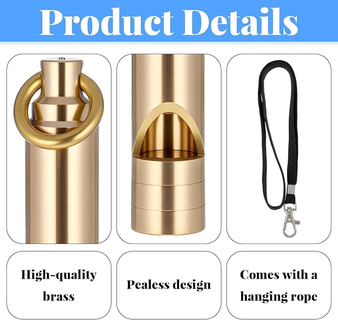 2 PCS Brass Survival Whistle, 125 Db Loud Emergency Whistle Portable Survival - Image 3
