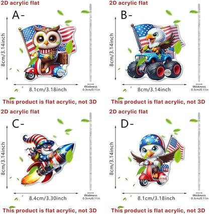4 Pcs 4th of July Ornaments for Tree Independence Day 2D Acrylic Patriotic - Image 4