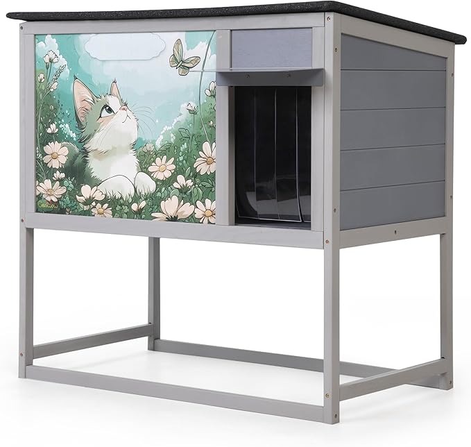 Insulated Outdoor Cat House Weatherproof Elevated Feral Cat Shelter Summer Cool - Image 9