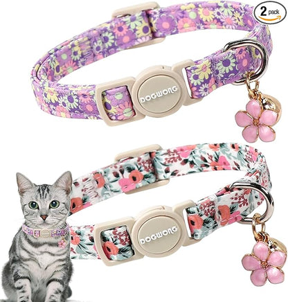 Cat Collar, 2 Pack Cute Cat Collars Breakaway by DOGWONG