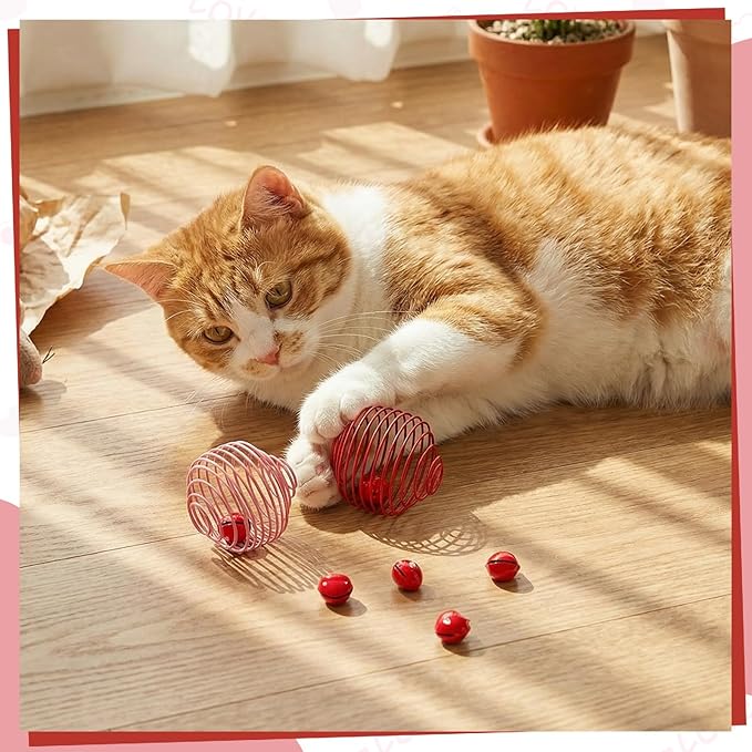 Jecery 5 Pcs Cat Spring Balls Toys Stretchable Rolling Balls Colorful Playful - Image 5