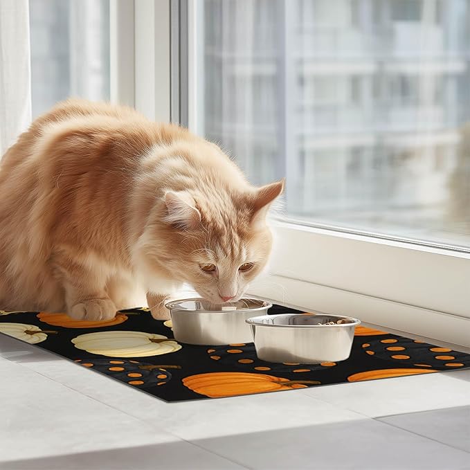 HOMETITUTE Fall Pumpkin Pet Feeding Mat Thankgiving Theme Dog and Cat Food Mat - Image 3