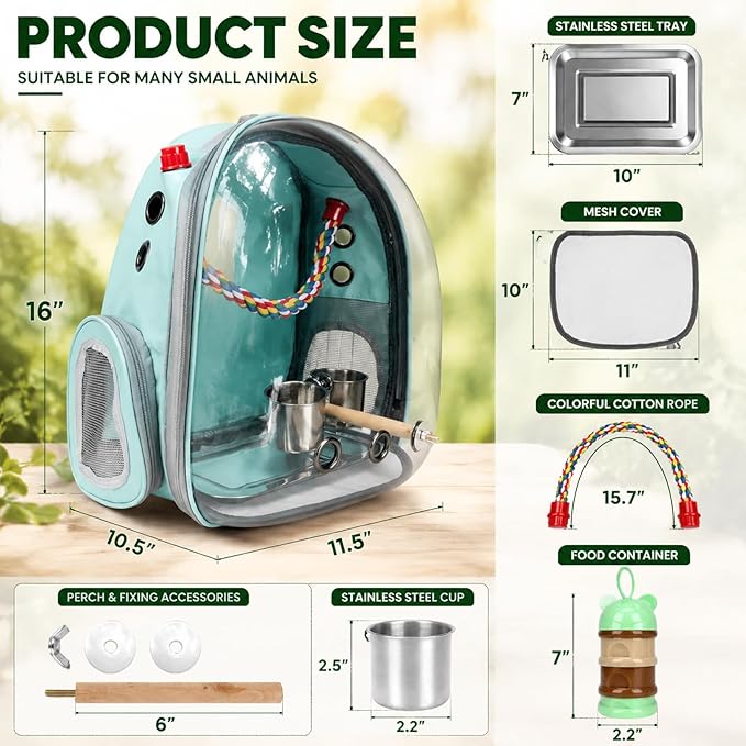 Rypet Bird Carrier Backpack Parrot Portable Breathable Bag Pet Bird Lightweight - Image 2