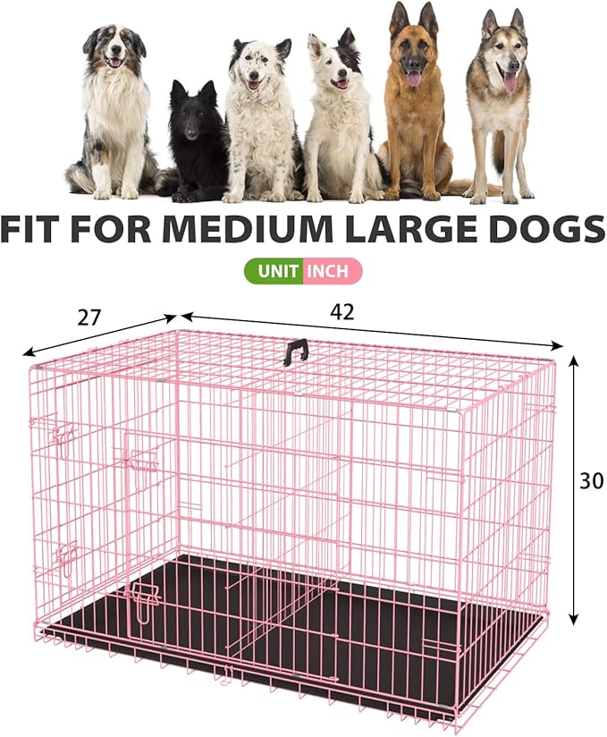 BestPet | Dog Crate | 42" | Pink | Foldable Metal Kennel - Image 7