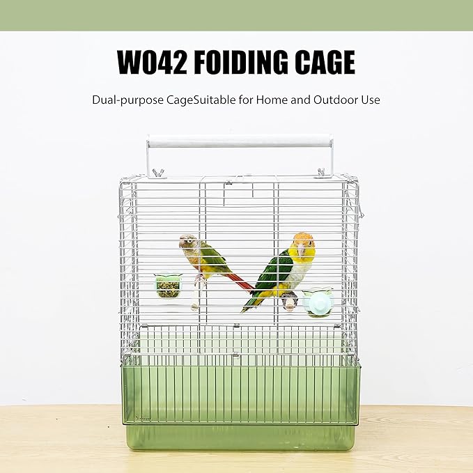 304 Stainless Steel Travel Bird Cage, 17 Inch Foldable Carrier - Image 7