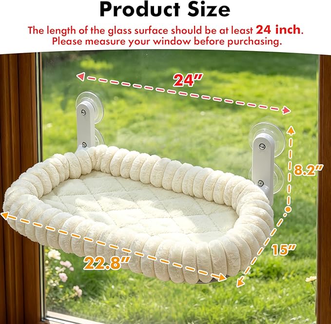 AMOSIJOY Cordless Cat Window Perch, Window Hammock - Image 4