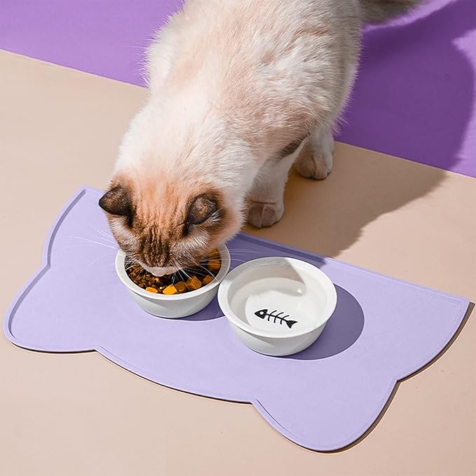 Cat Food Mat, Silicone Non Slip Dog Bowl Mat Waterproof Cat Feeding Mat Stop - Image 2