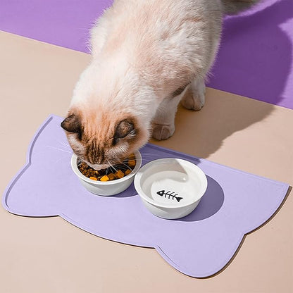 Cat Food Mat, Silicone Non Slip Dog Bowl Mat Waterproof Cat Feeding Mat Stop - Image 2