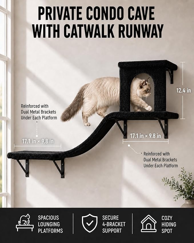 Wall Mounted Cat Furniture Set of 4 – 4 in 1 Cat Wall Shelves - Image 6
