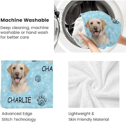 Personalized Dog Blankets with Name Photos, Custom Paw Print Blanket - Image 6