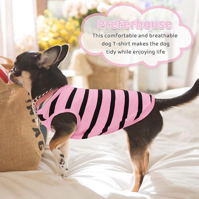 Pet Dog Striped T-Shirt Dogs Cats Cotton Vest Spring Summer Pet Apparel Tee - Image 6