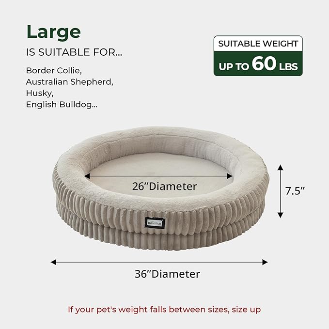 BALANCE Donut Dog Bed, 36 Inches Round Dog Bed Large Size Dogs Washable - Image 5
