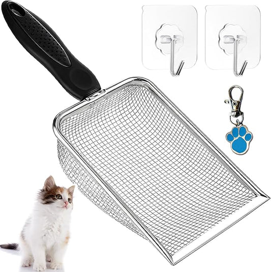 Cat Litter Scoop, Stainless Steel Cats Sturdy Mesh Scooper Kitty Metal Scooper by itPlus