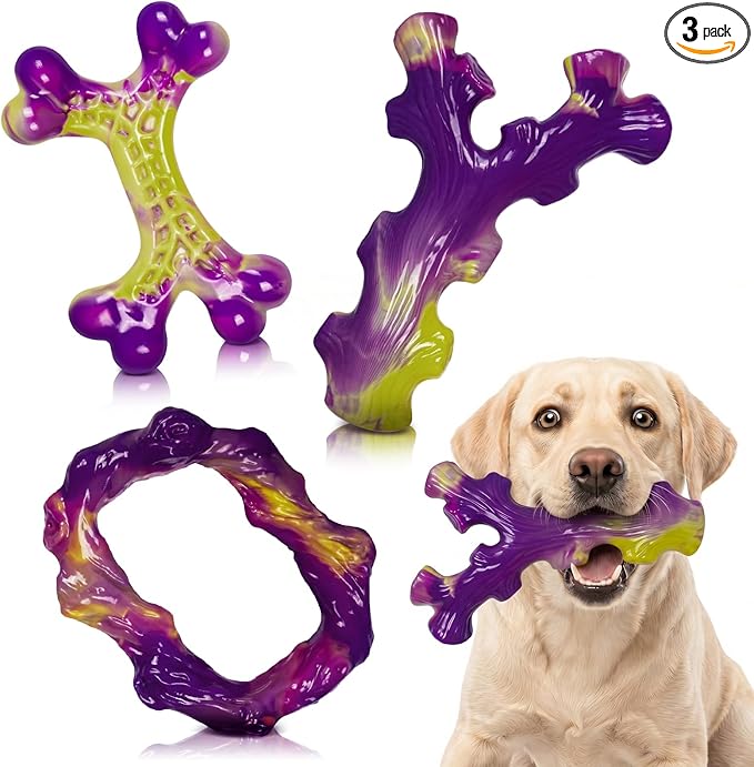 Frienhund Tough Dog Toys for Aggressive Chewers 3 Pack, Indestructible Dog Toys by Frienhund