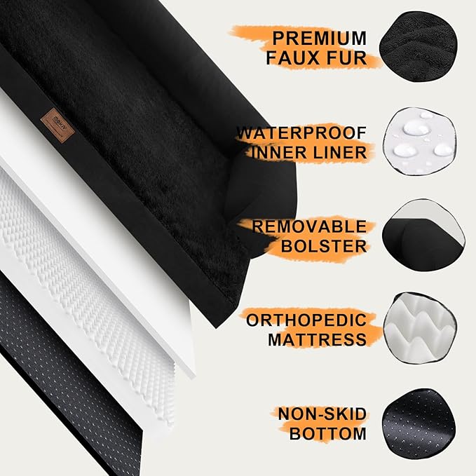 Orthopedic Bolster Dog Bed for Large Dogs – Memory Foam Cushion, Calming - Image 6