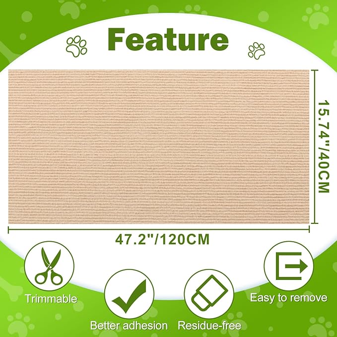 ENONCI Bed Cat Scratcher Pad, 47.2"x15.8"Cat Scratching Mat, Self-Adhesive - Image 7