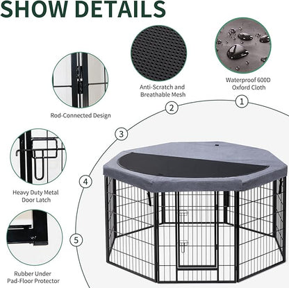 PETIME Dog Playpen, Metal Exercise Puppy Pen Heavy Duty Kennels Yard Fence - Image 2