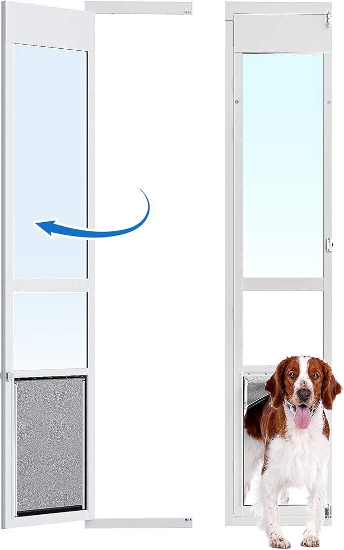 XLarge Dog Door for Sliding Glass Doors, 91 7/16" to 96" Tall, 12.8" Wide by ExploreNow