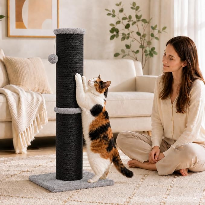 PAWSCRAT Cat Scratching Post 32 Inch High, 5.5 Inch Large Diameter Natural - Image 8