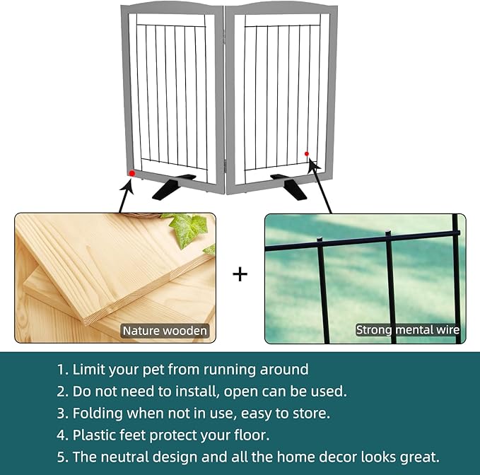 ZJSF Freestanding Dog Fence Indoor, Foldable Dog Gate - Image 6
