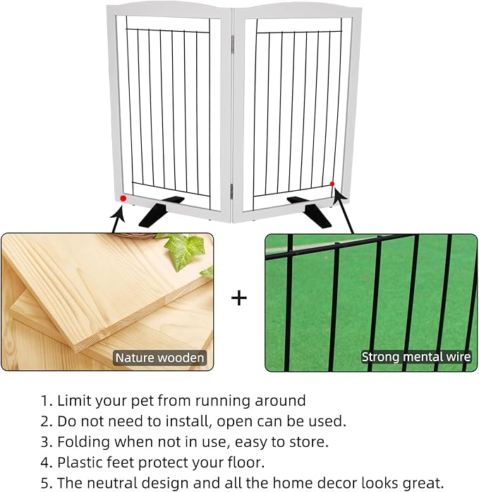 ZJSF Freestanding Dog Fence Indoor, Foldable Dog Gate - Image 6