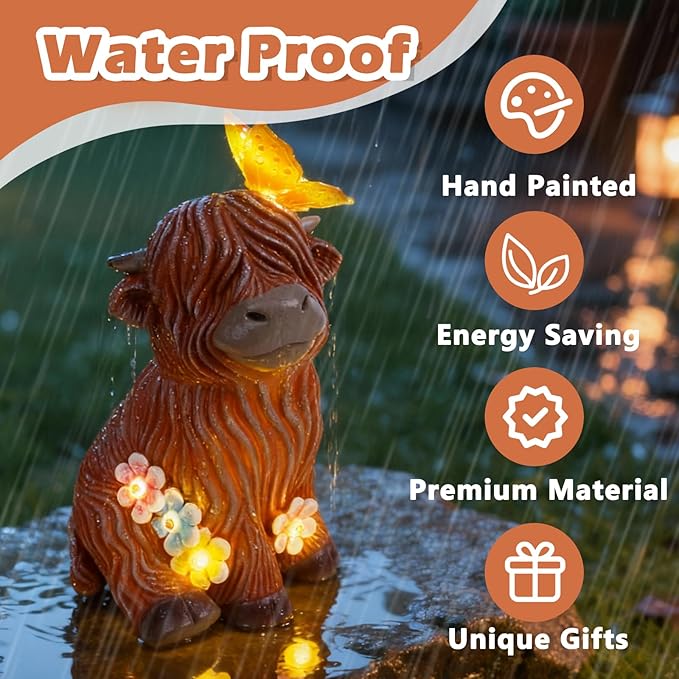 9.1" Highland Cow Garden Statue - Image 5