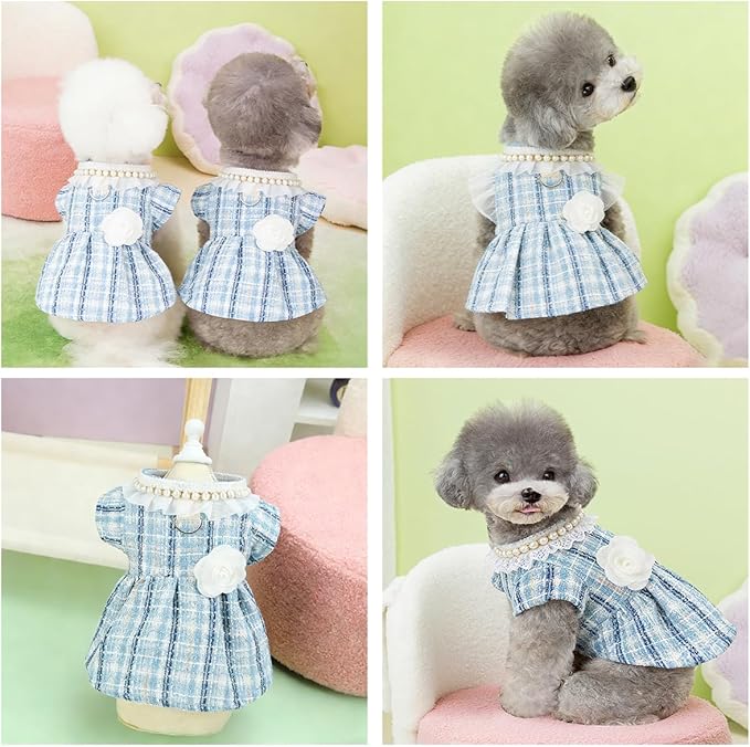 Dog Dress for Puppies, Plaid Tweed Princess Pet Dress - Image 4