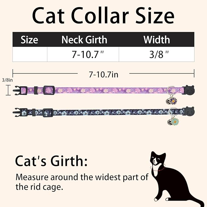 Cat Collar Breakaway, 2 Pack Cotton Kitten Collars - Image 4