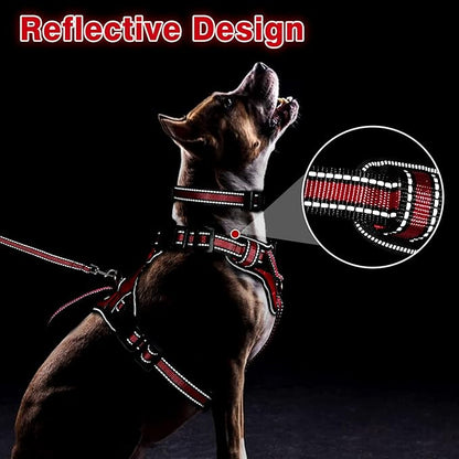 WINSEE Pet Harness Collar and Leash Set, All-in-one Reflective Dog Harness No - Image 5
