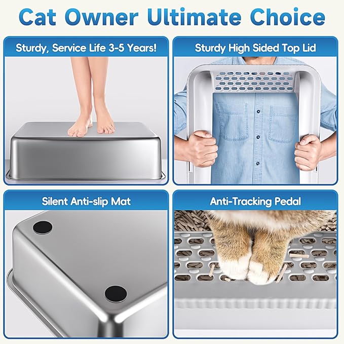 2 Pack Stainless Steel Cat Litter Box - Image 6