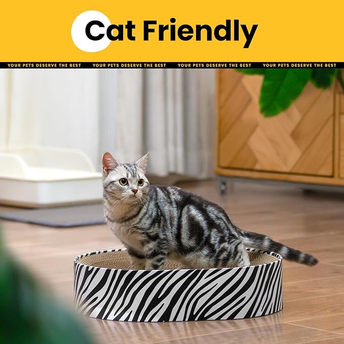 Conlun Oval Cat Scratcher Bed, 2-in-1 Cat Scratching Board, Natural Corrugated - Image 5