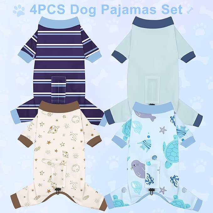 Bienbee Dog Pajamas, 4 Pack Dog Recovery Suit Shedding Suit Cute Soft Puppy - Image 2