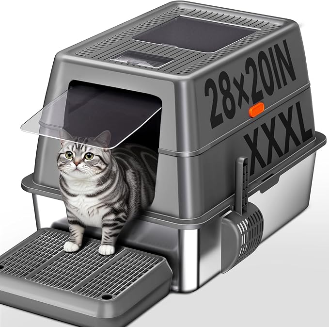 XXXL Stainless Steel Litter Box by KITCATY