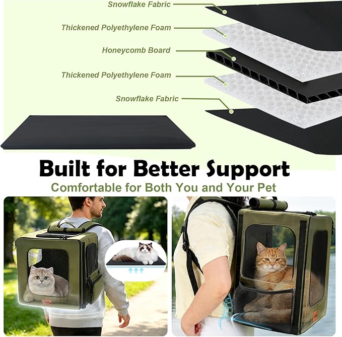 Vivifying Dog Backpack Carrier, 16.5"×15"×10.6" Breathable Pet Backpack - Image 6
