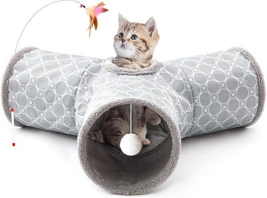 Tempcore Pet Cat Tunnel Tube Cat Toys 3 Way Collapsible, Cat Tunnels by Tempcore