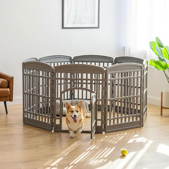 IRIS USA 34" Dog Playpen Tall Dog Playpen Indoor – 8-Panel Puppy Playpen - Image 4