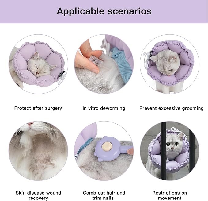 H HIDREAM Soft Cat Cone Collar， Cute Adjustable Cat Recovery Collar，Elizabethan - Image 5