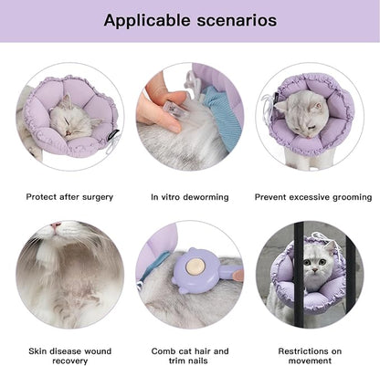 H HIDREAM Soft Cat Cone Collar， Cute Adjustable Cat Recovery Collar，Elizabethan - Image 5