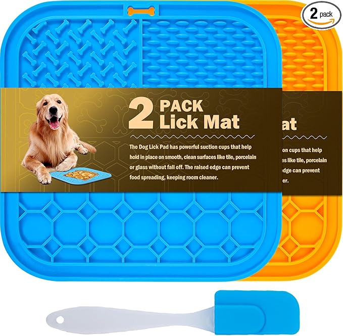 2 PCS Lick Mat for Dogs, Slow Feeder Licking Mat, Anxiety Relief Lick Pad by MooonGem