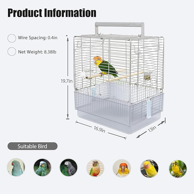Stainless Steel Travel Bird Cage, 304 Portable Foldable Carrier - Image 2
