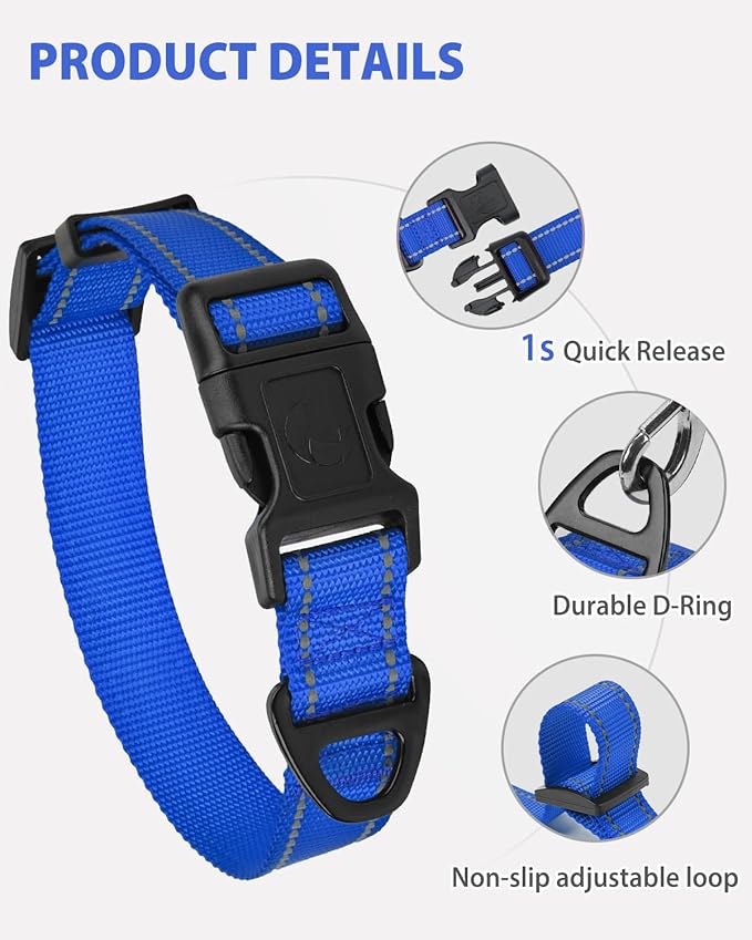Joytale Extra Large Dog Collar, Wide Double-Sided Reflective Nylon Collar - Image 4