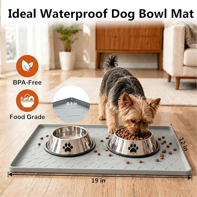 MateeyLife Silicone Mat Waterproof 12"X19", Dog Bowl Mats - Image 3