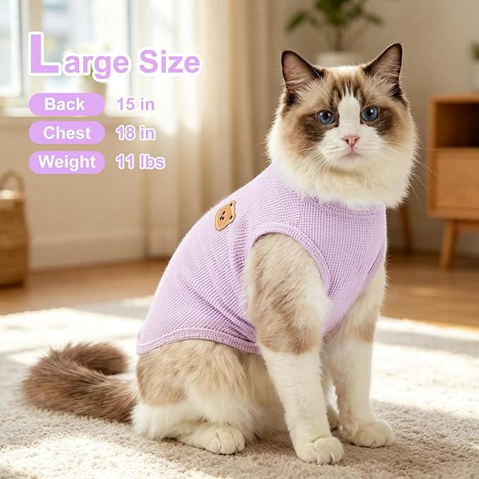 Waffle Knit Cat & Dog T Shirt for Small Dogs, Stretchable Puppy Shirt for - Image 5