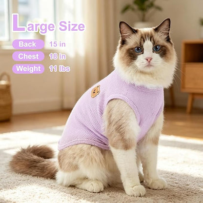 Waffle Knit Cat & Dog T Shirt for Small Dogs, Stretchable Puppy Shirt for - Image 5