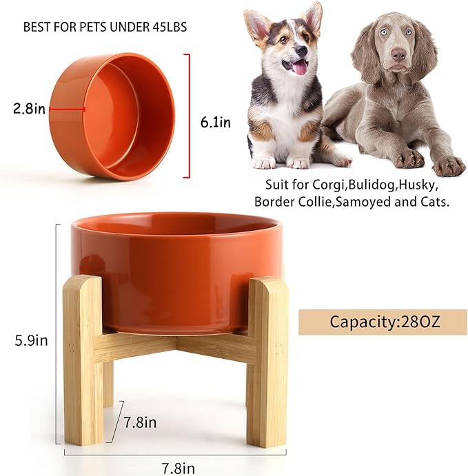 Petygooing 28 OZ Rust Red Elevated/Raised Ceramic Dog Bowl - Image 3