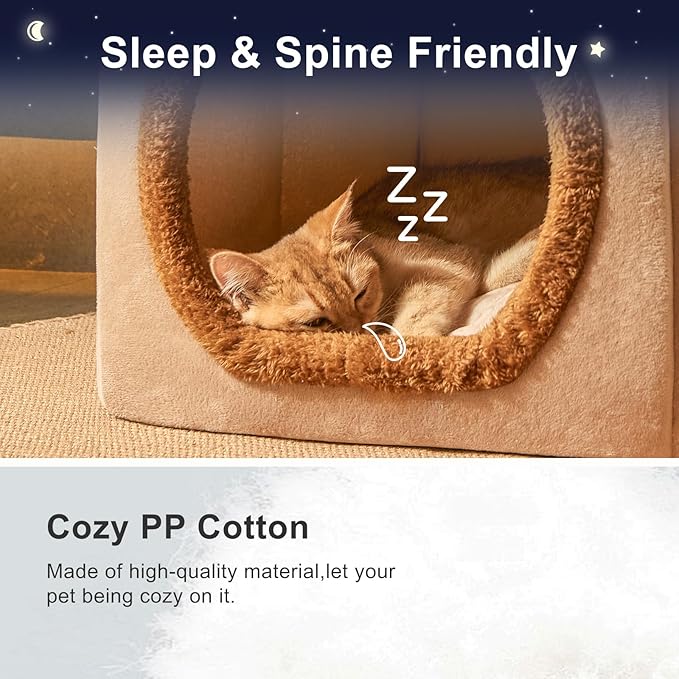 JIUPETY Cute Cat Beds for Indoor Cats, Foldable Cat House - Image 3