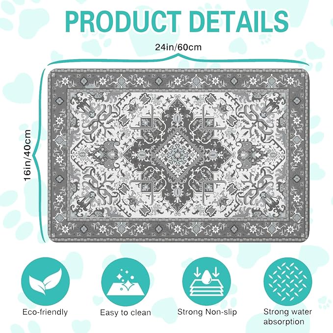 Pet Feeding Mat for Floors Waterproof Dog Mat for Food and Water Absorbent - Image 5