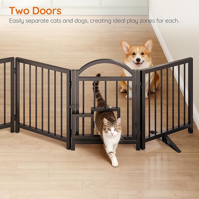 HOOBRO 4 Panel Freestanding Dog Gate - Image 4